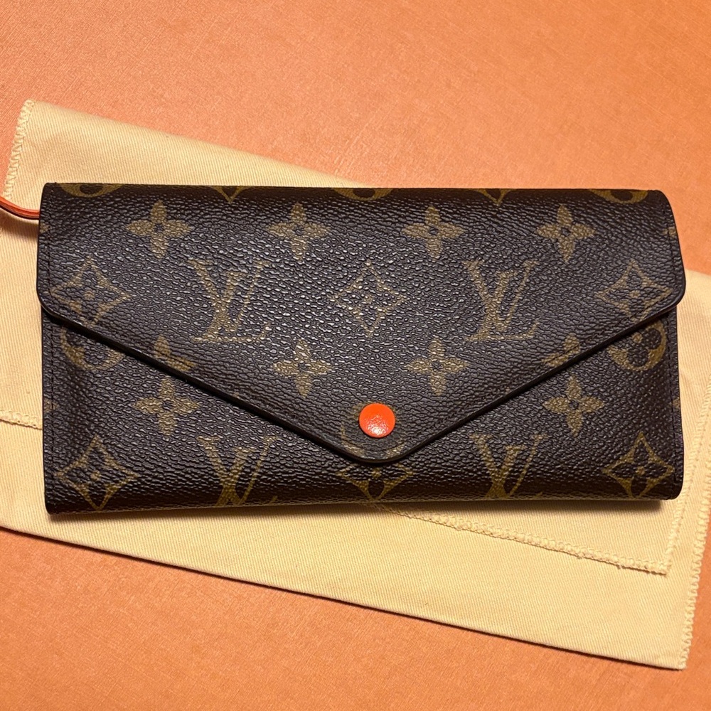 Louis Vuitton Monogram Envelope Wallet with Orange Snap